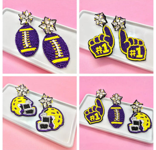 Purple and Yellow Game Day Earrings