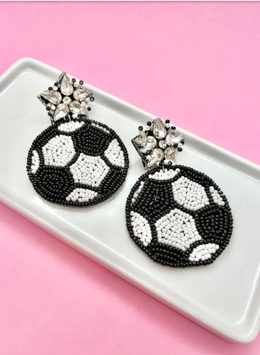 Soccer Ball Beaded Earrings