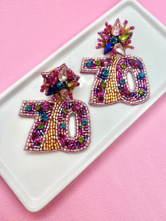 70th Birthday Milestone Earrings