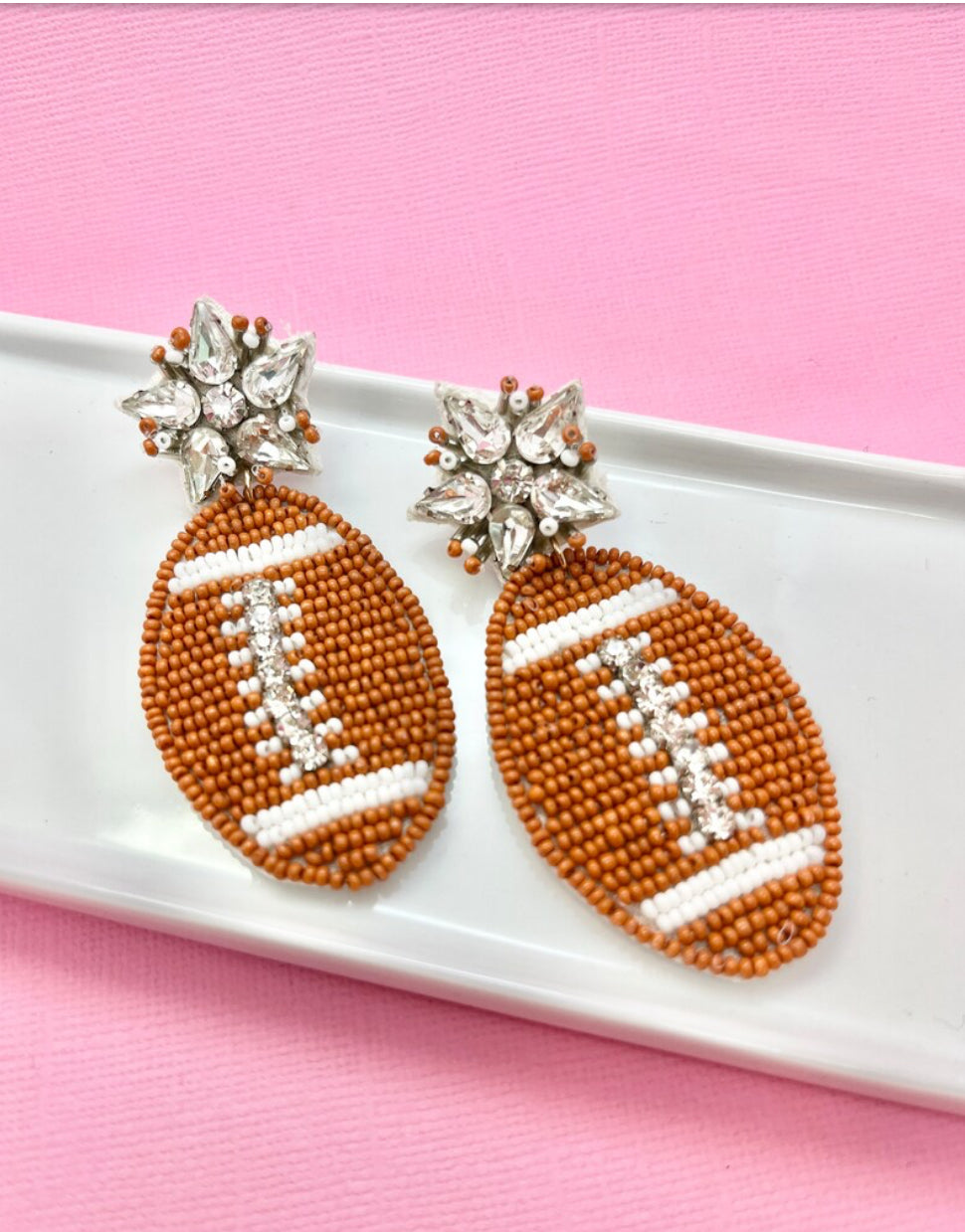 Burnt Orange and White Game Day Earrings