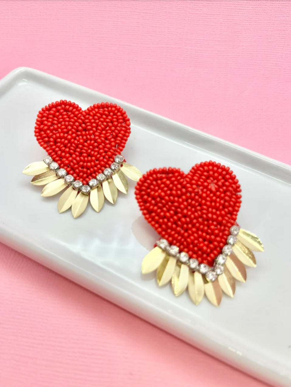 Red Starstruck Heart Earrings