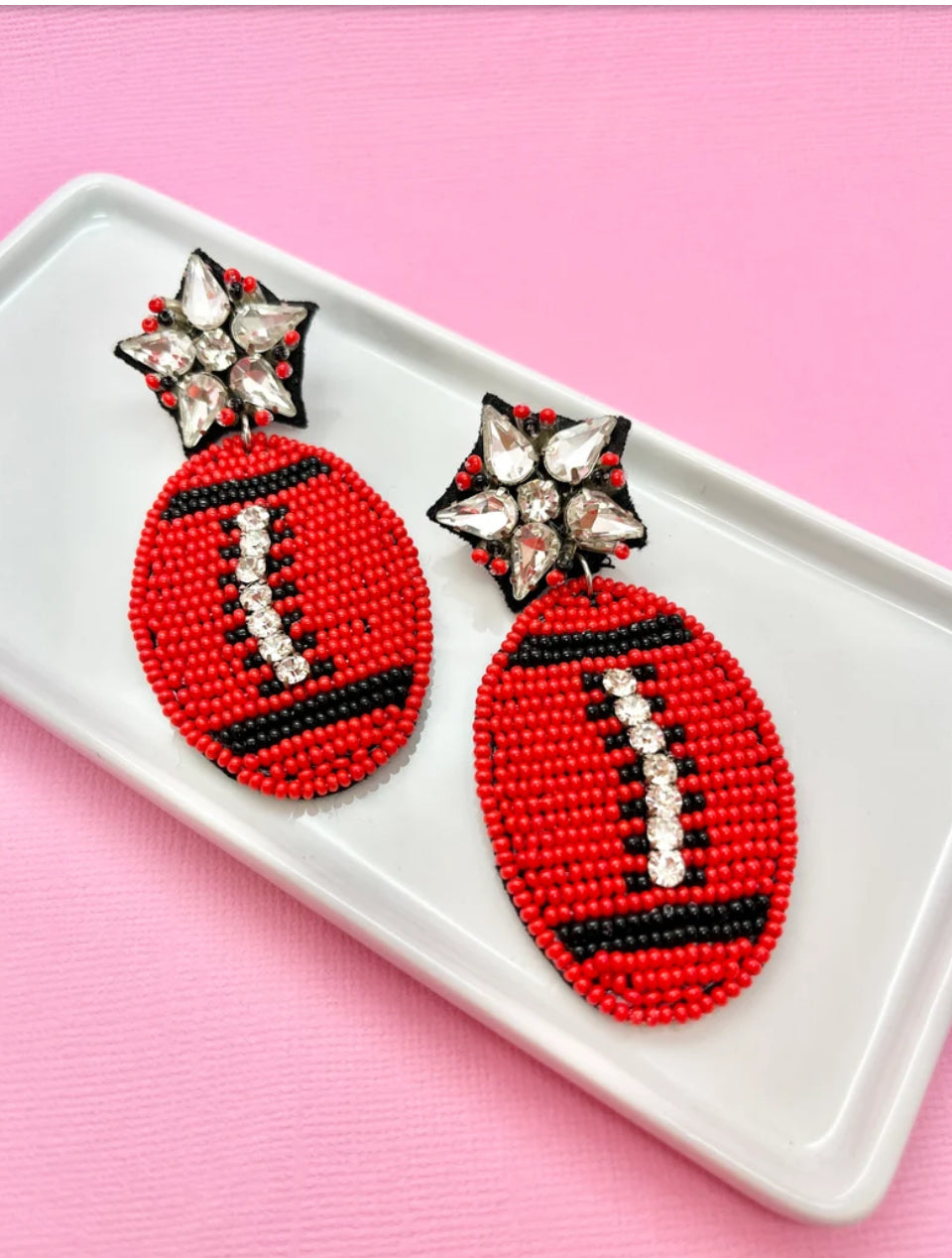Bright Red and Black Game Day Earrings