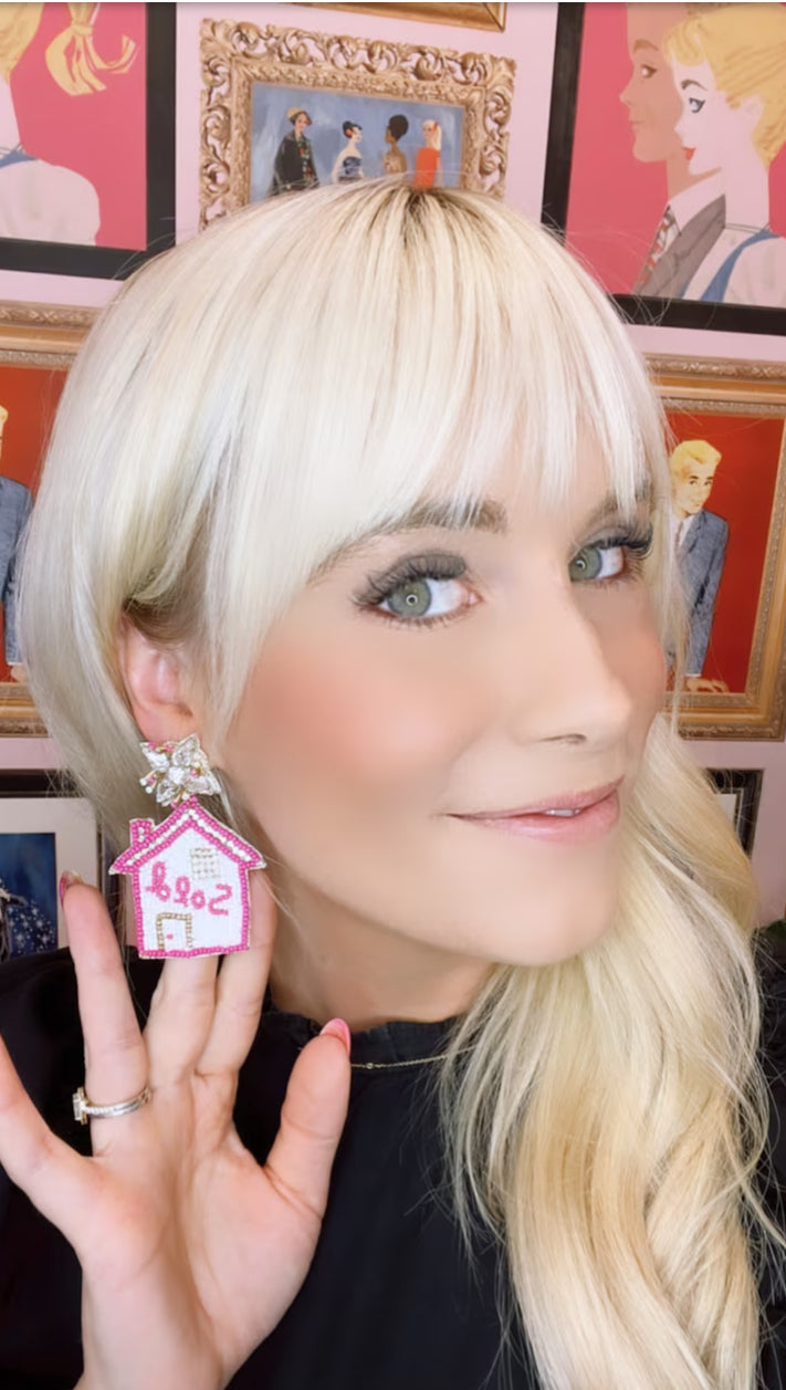 Sold House Pink Real Estate Realtor Earrings