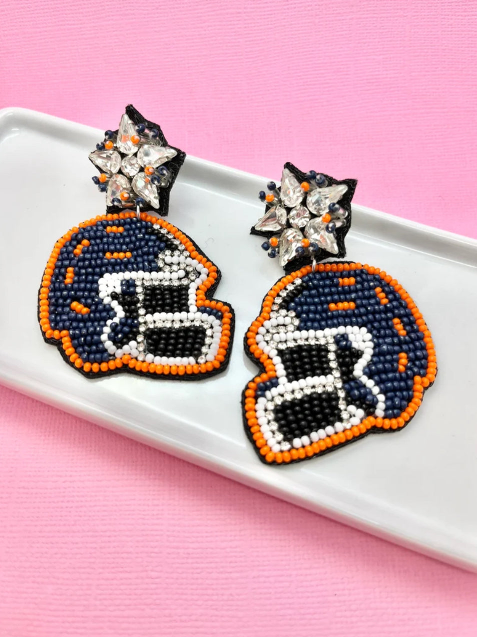 Navy and Orange Game Day Earrings