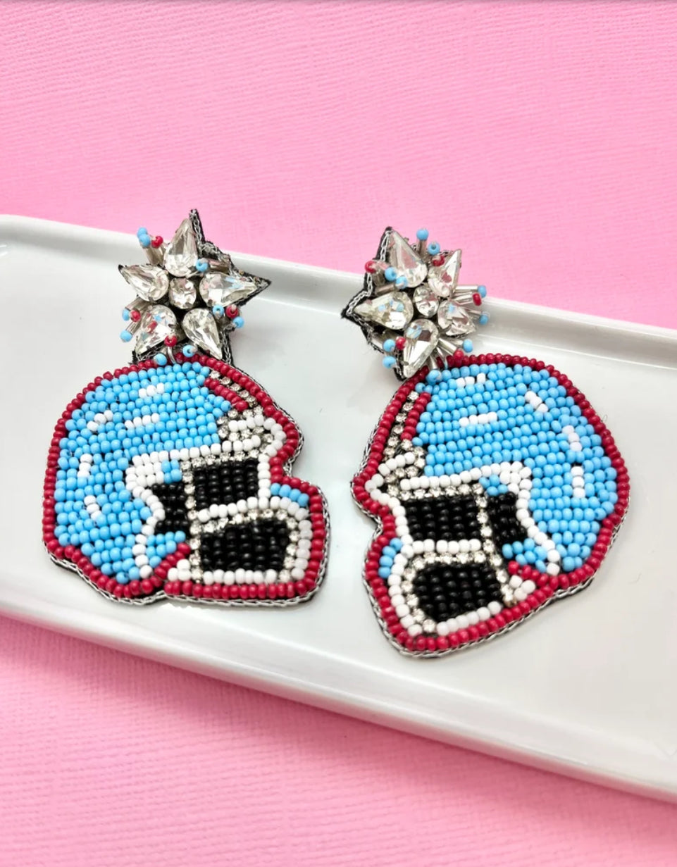 Turquoise and Red Game Day Earrings