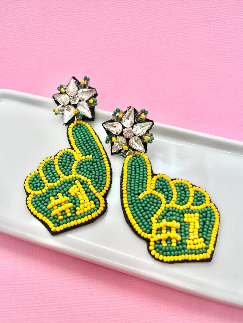 Green and Yellow Game Day Earrings