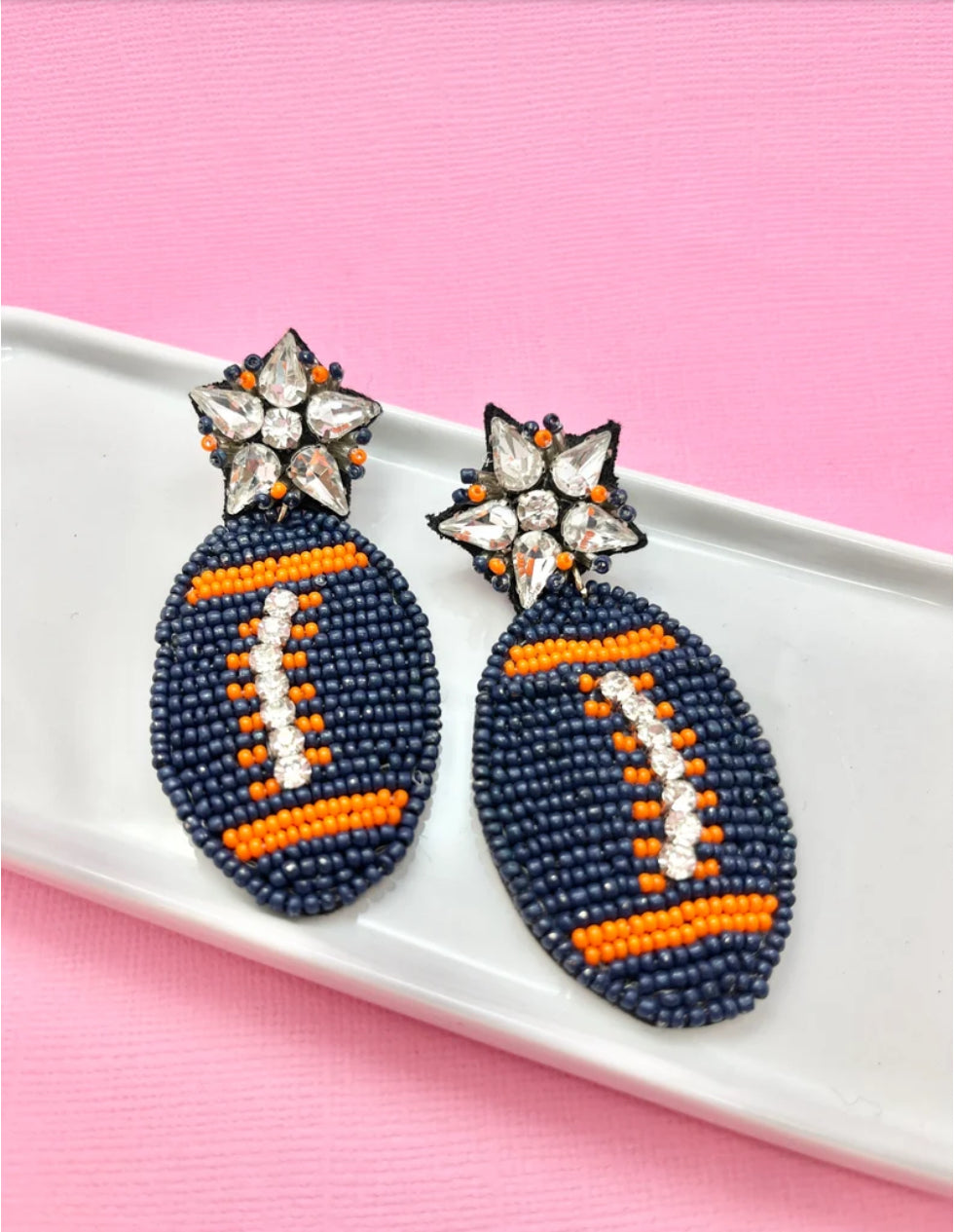 Navy and Orange Game Day Earrings