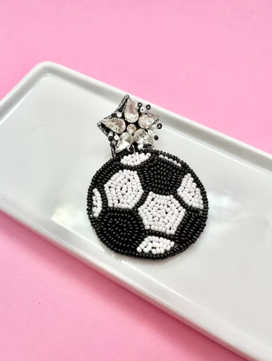 Soccer Ball Beaded Earrings