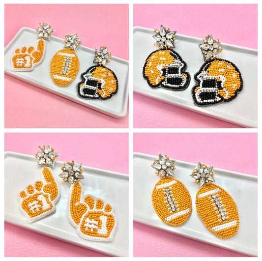 Orange and White Game Day Earrings