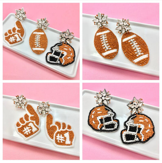 Burnt Orange and White Game Day Earrings