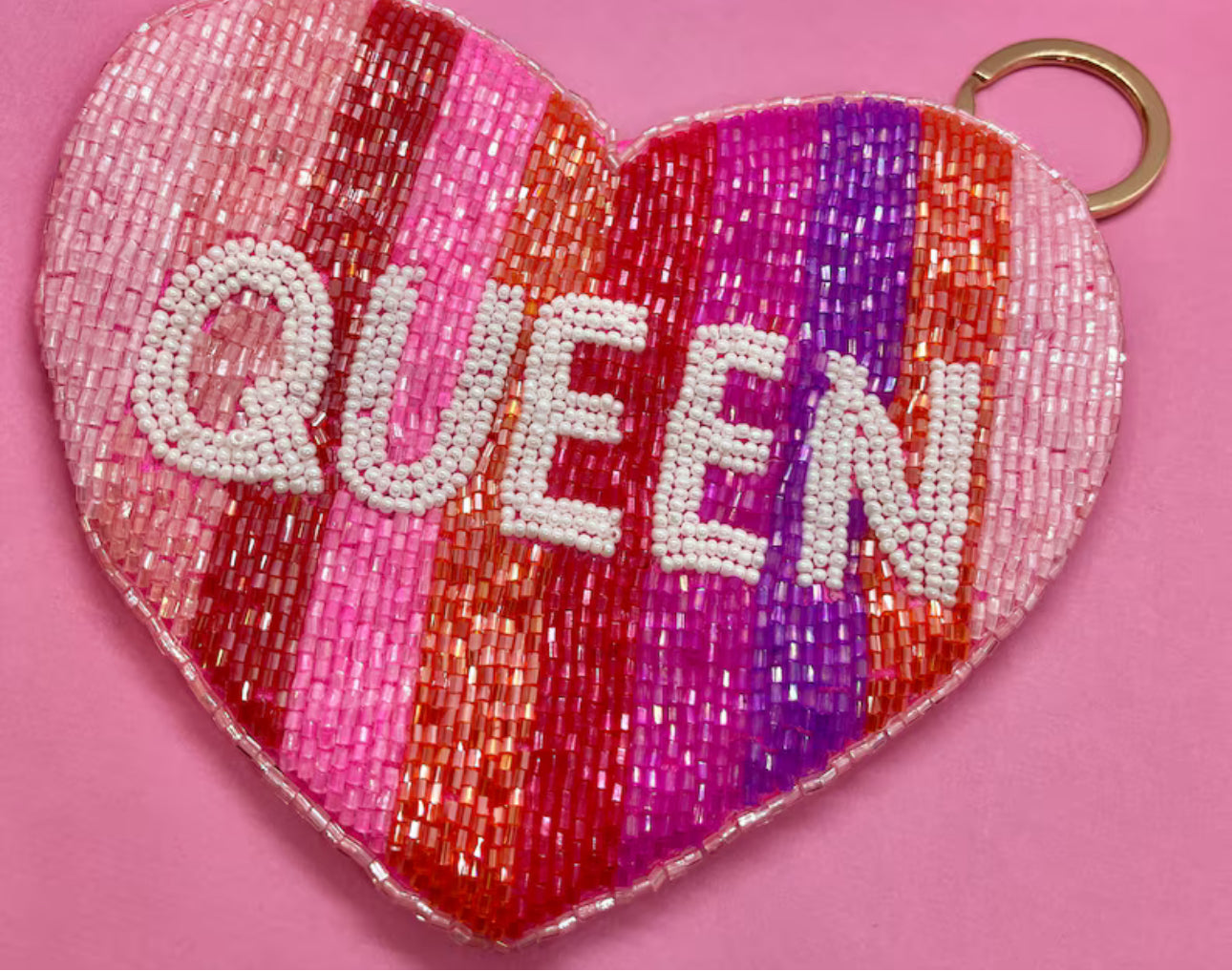 Queen Heart Beaded Coin Purse