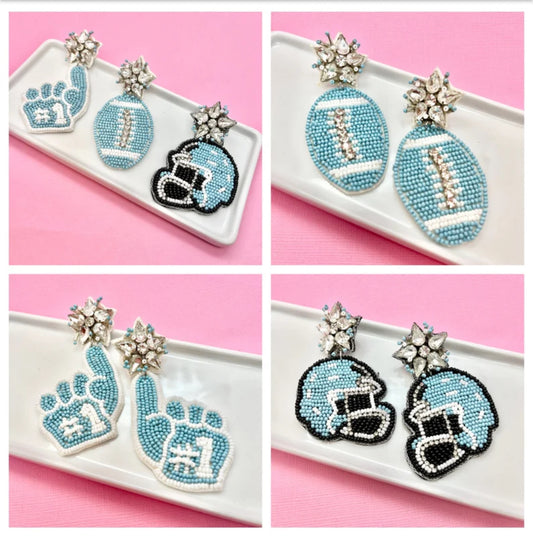Turquoise and White Game Day Earrings