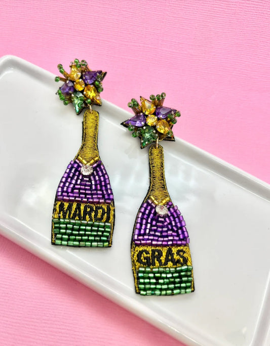 Mardi Gras Champagne Glitz Earrings