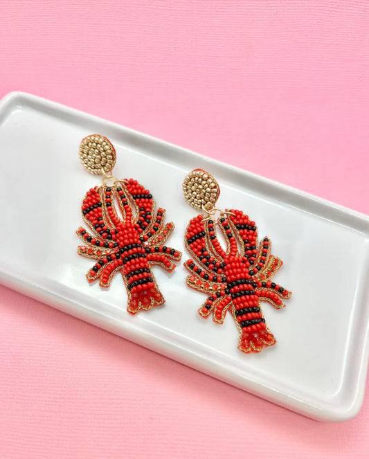 Red Crawfish Earrings
