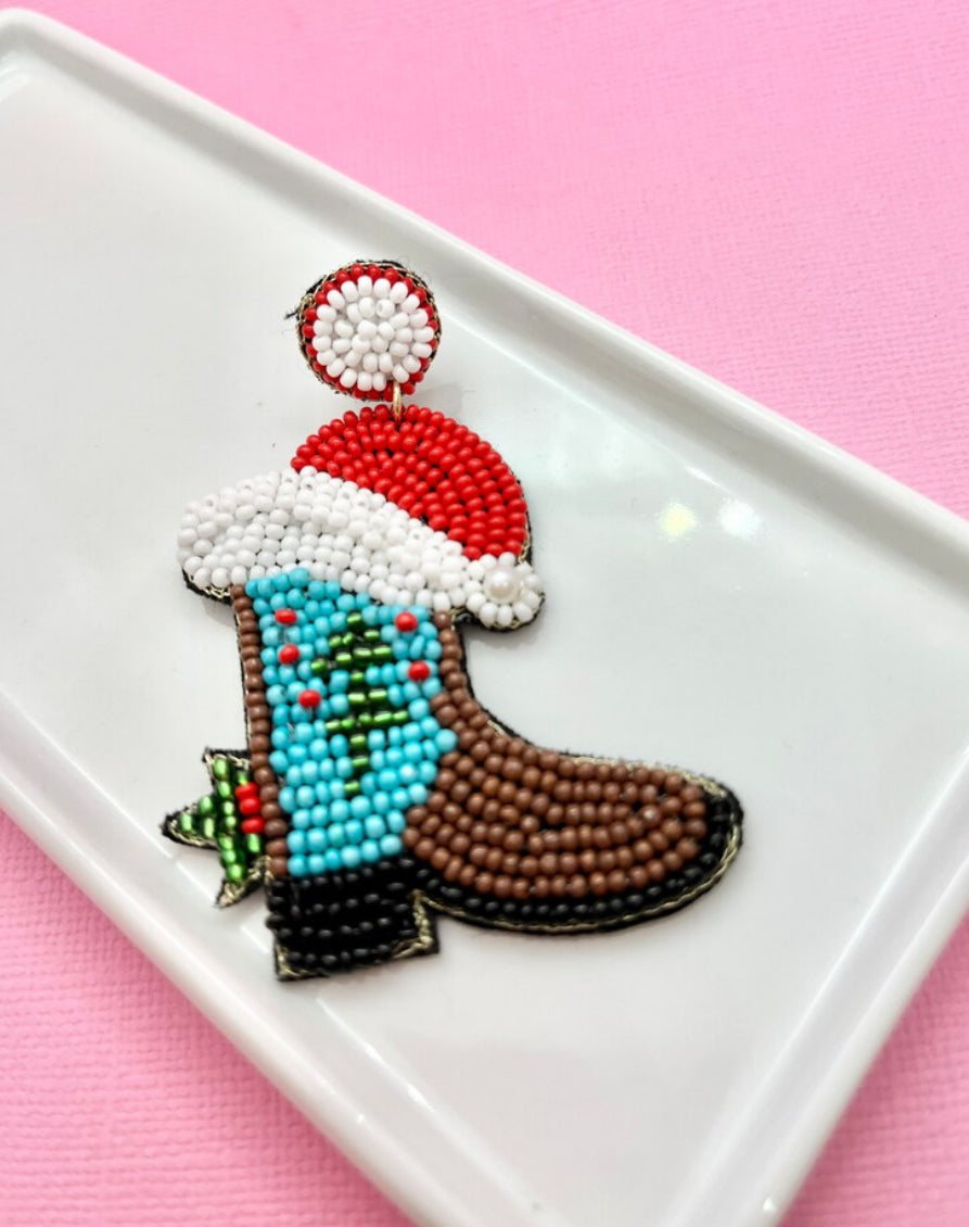 Santa Boot Christmas Earrings