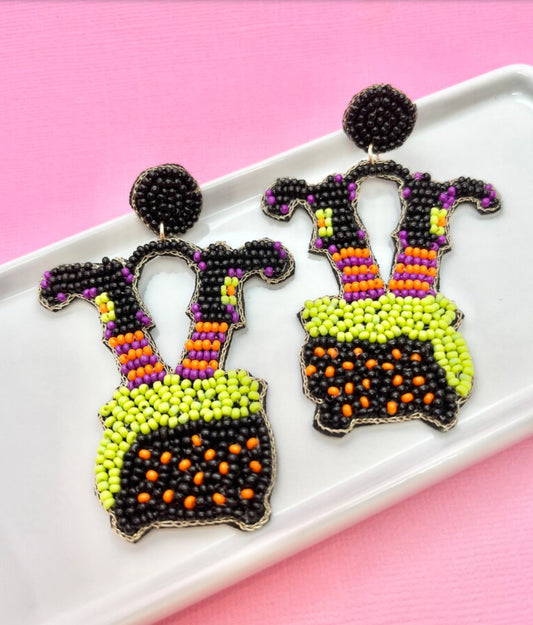 Witch Cauldron Beaded Earrings