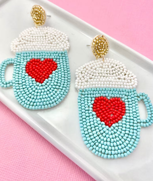 Hot Cocoa Heart Mug Earrings