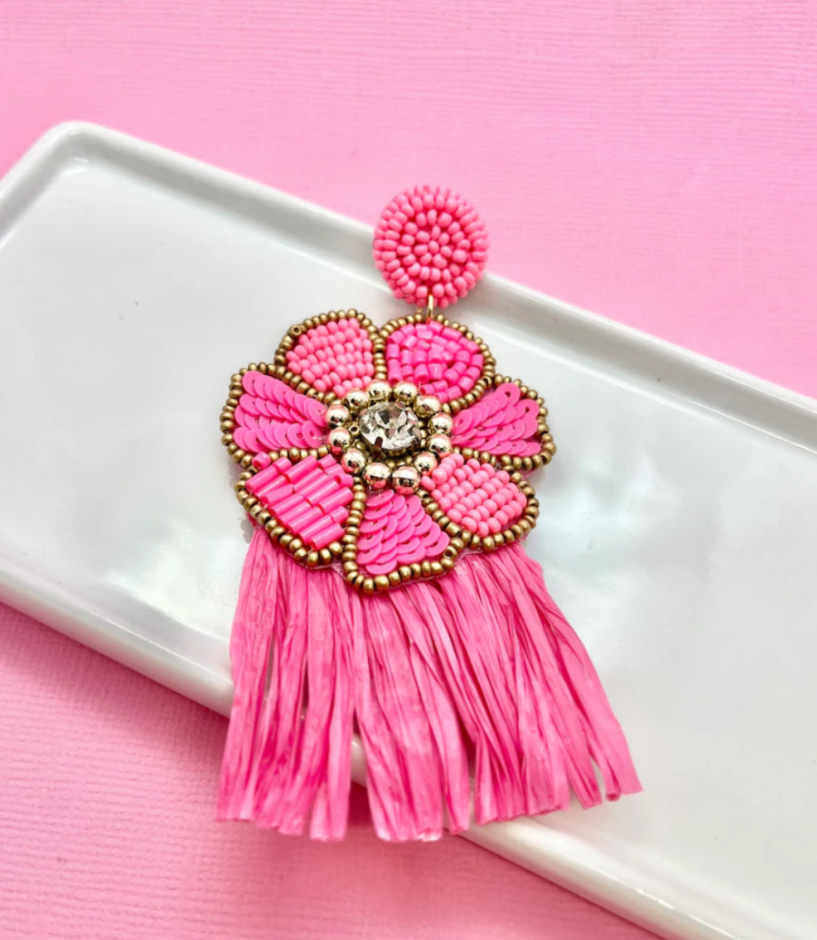 Pink Glitz Flower Earrings