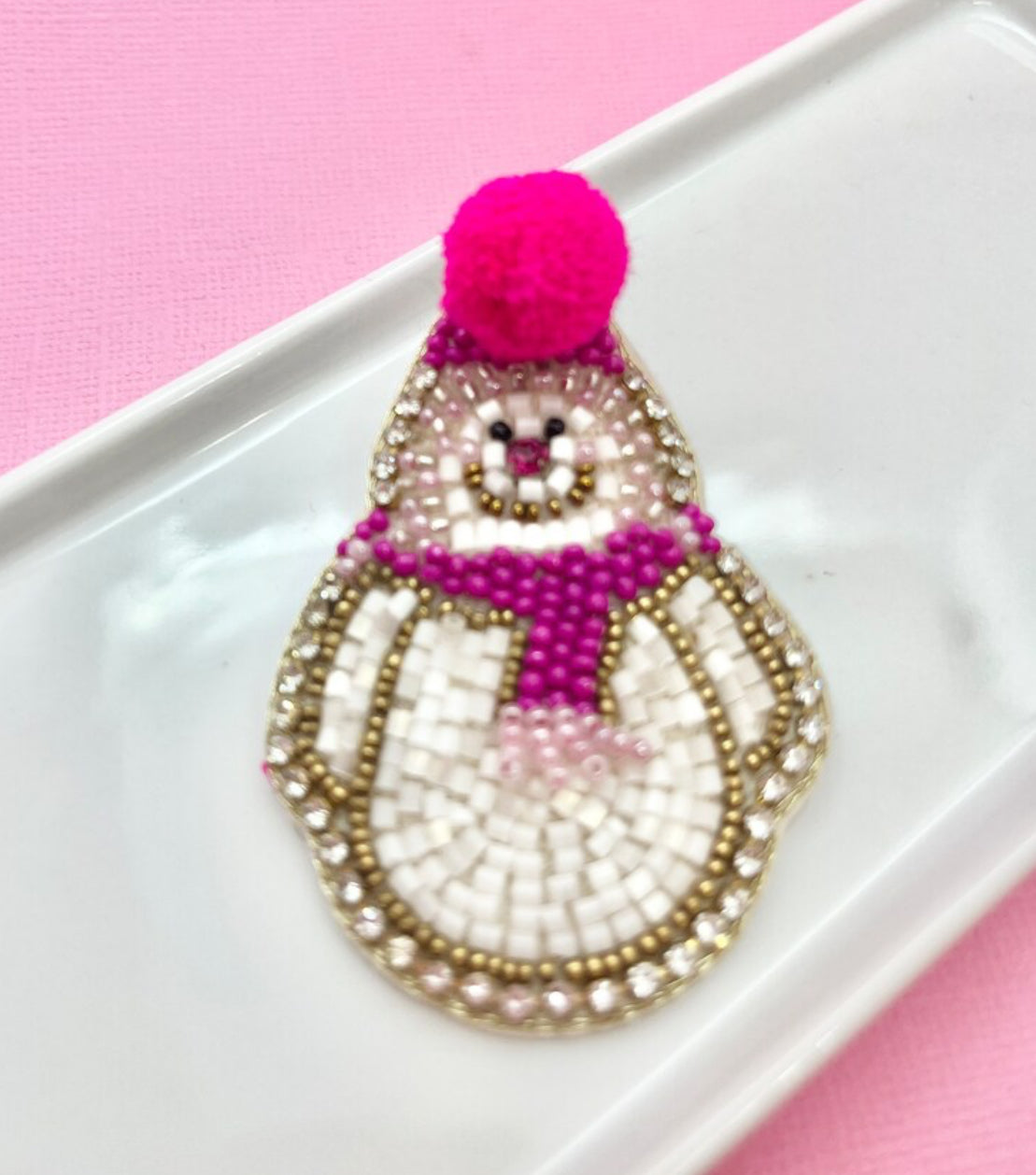 Pink Snowman Earrings