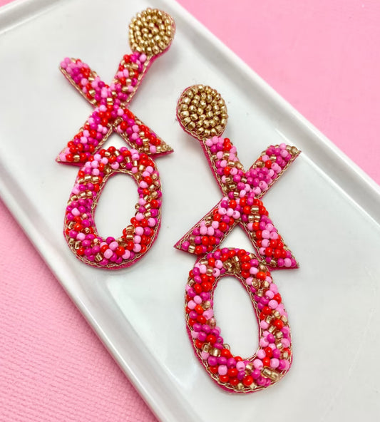 XO Beaded Valentines Earrings