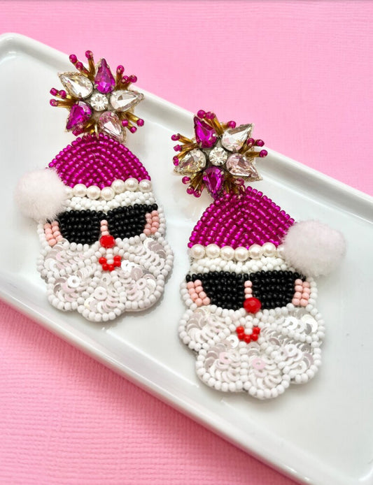 Cool Santa Christmas Beaded Earrings