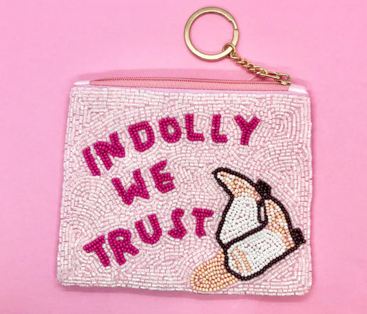 In Dolly We Trust Beaded Coin Purse