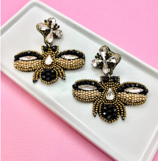 Glitz Designer Bee Beaded Earrings