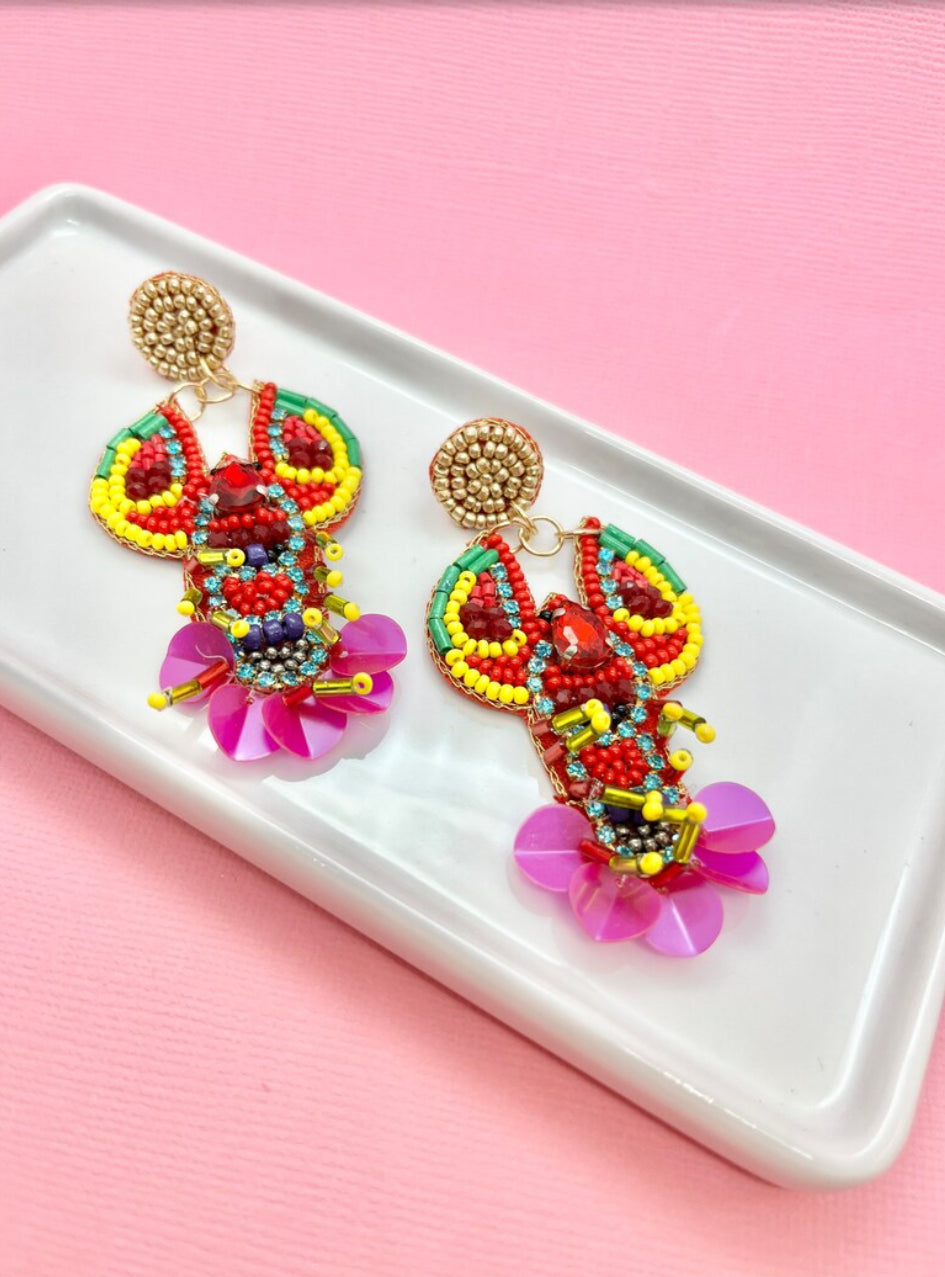 Rainbow Crawfish Earrings