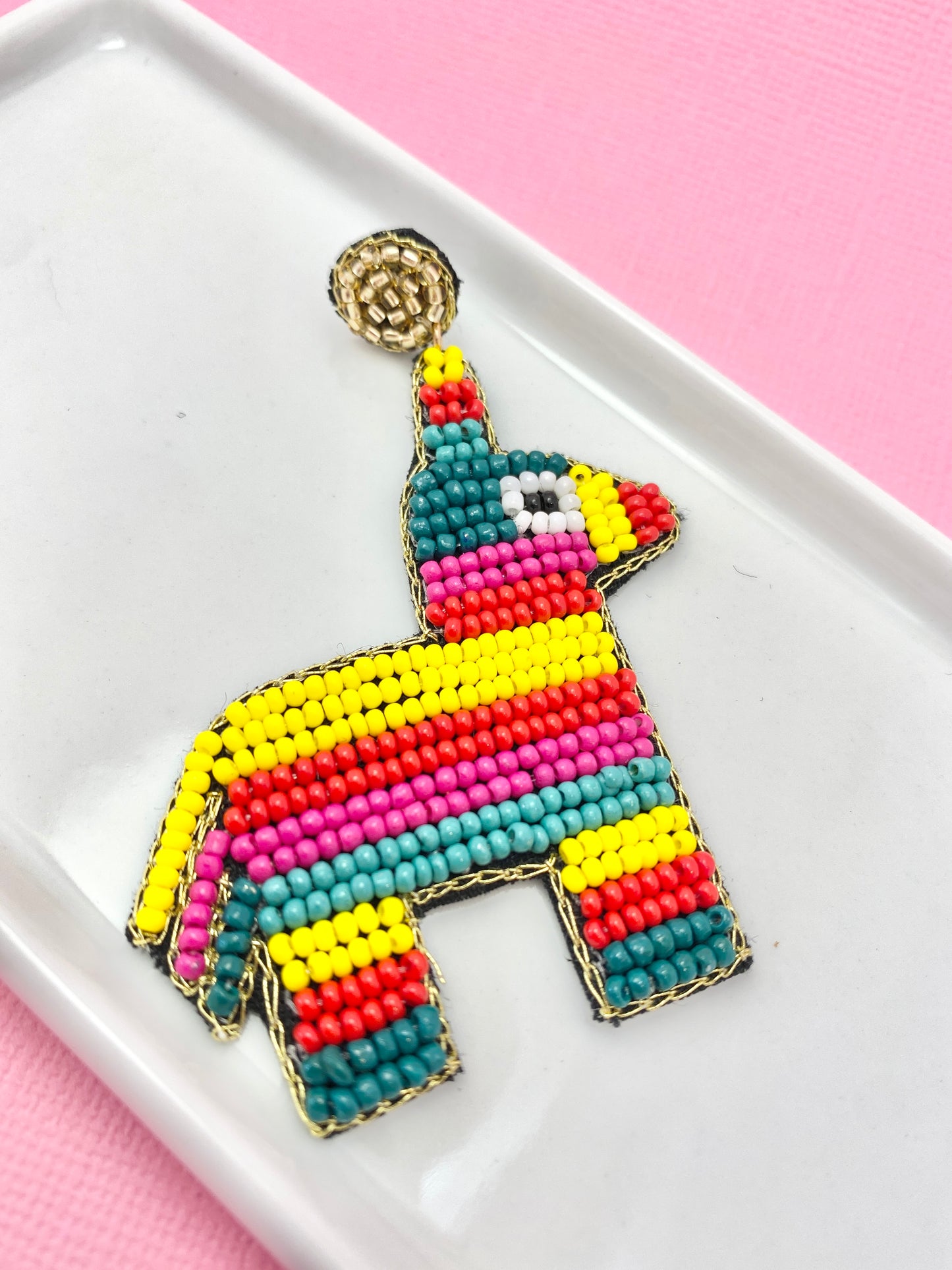 Rainbow Piñata Beaded Earrings