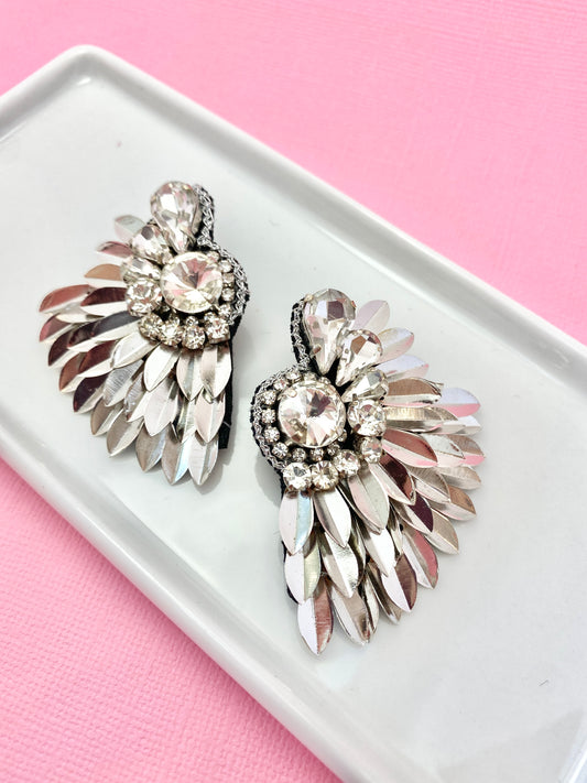 Silver Wing Bling Earrings