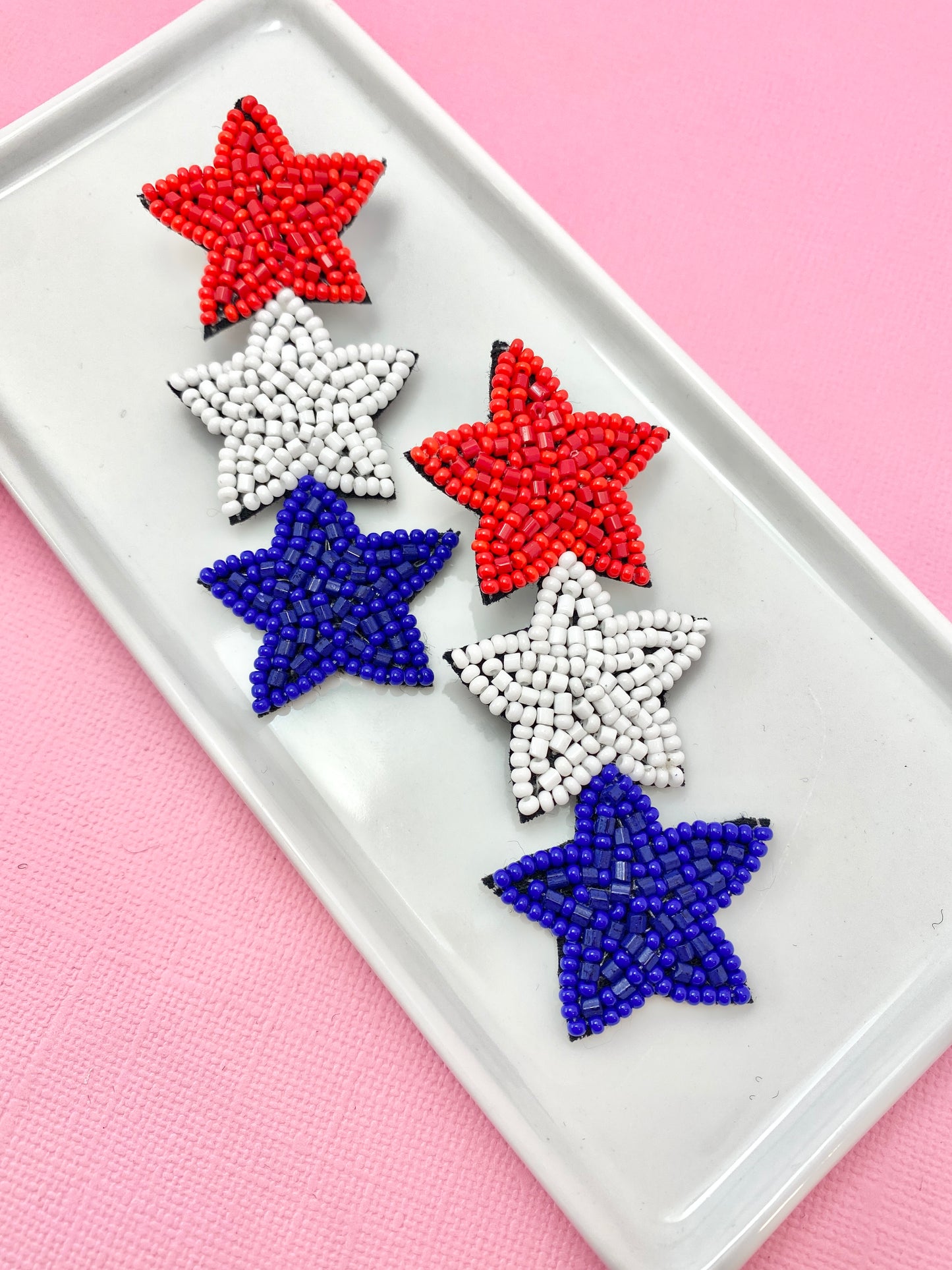 Patriotic Star Beaded Earrings
