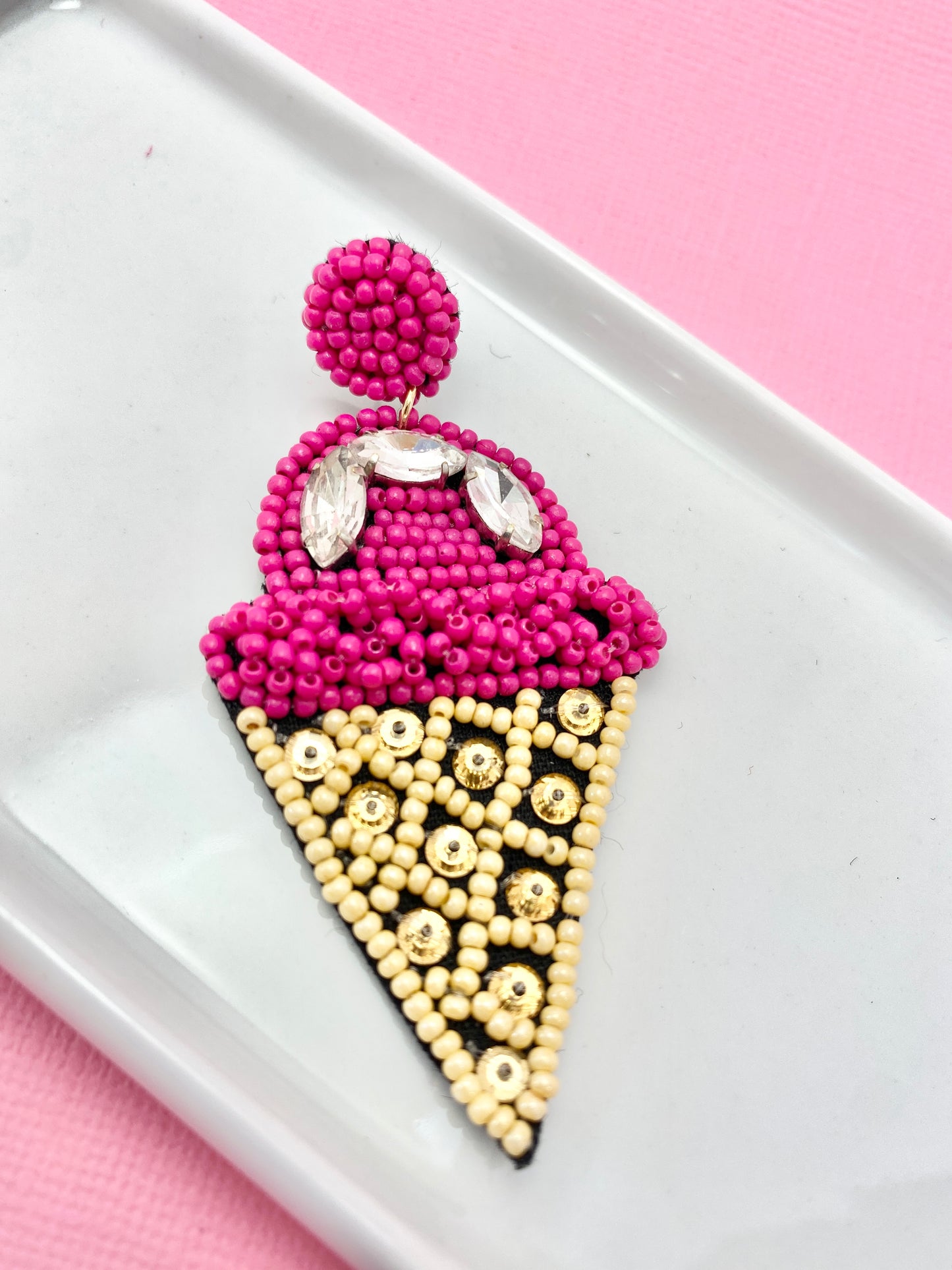 Pink Sugar Ice Cream Cone Earrings