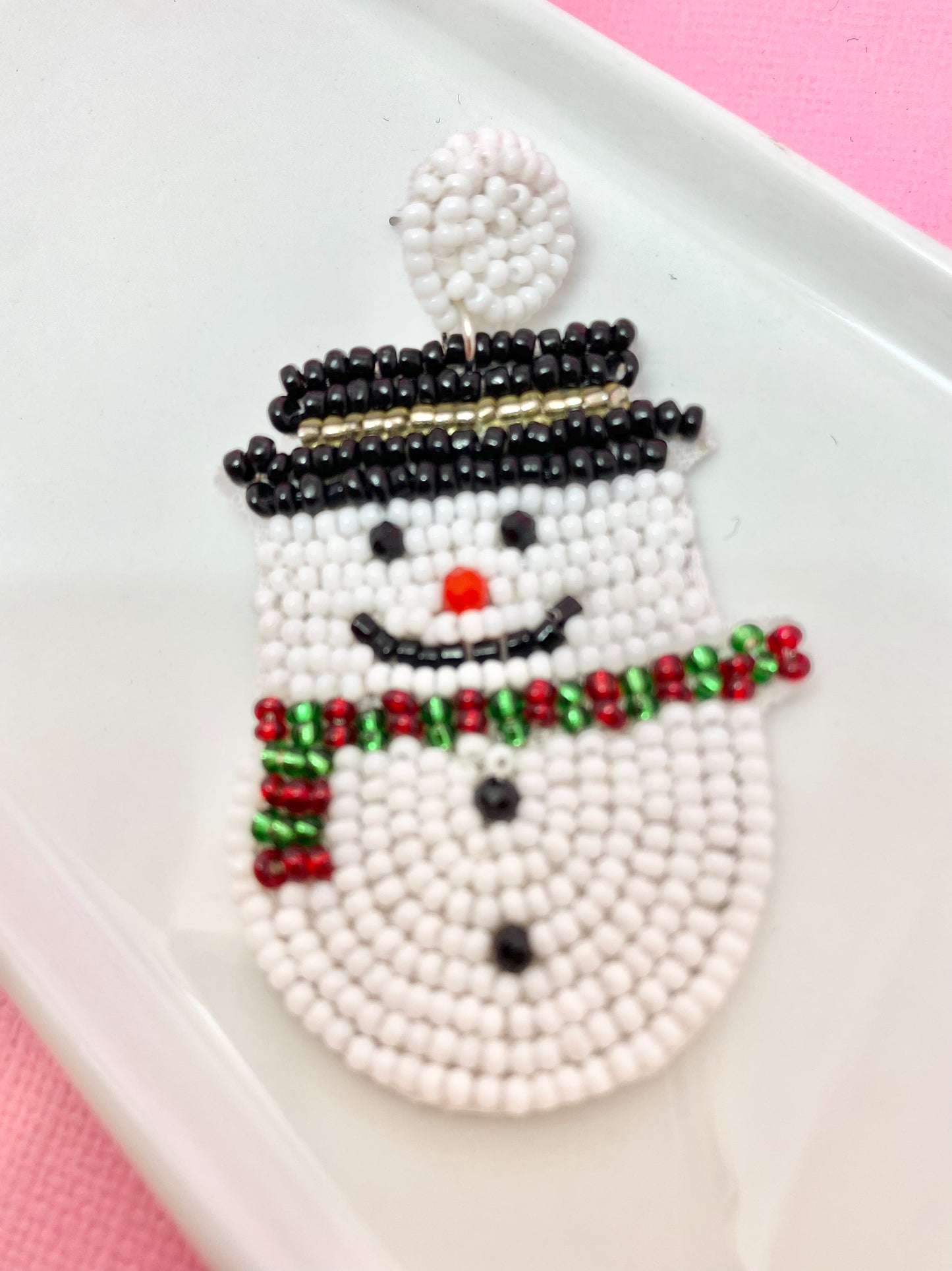 Frosty Snowman Beaded Earrings
