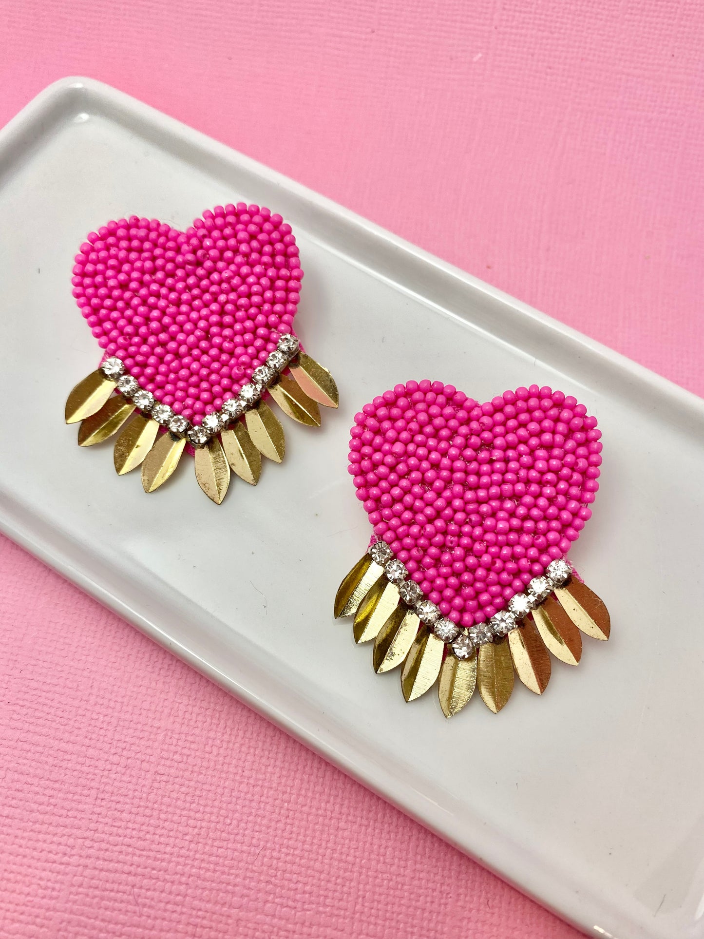 Starcrossed Hot Pink Heart Earrings